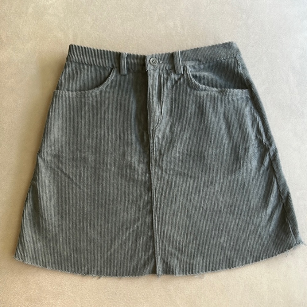 Brandy Melville Steel Blue Corduroy Mini Stretch RARE with pockets and loops OS
